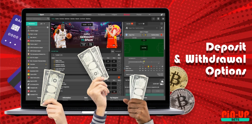 Deposit and withdrawal options at Pin Up Casino.